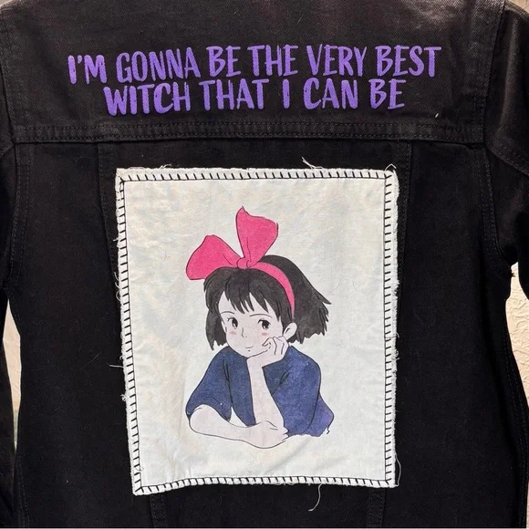 Kiki’s Delivery Service black denim jacket with Kiki back patch - Picture 3 of 5